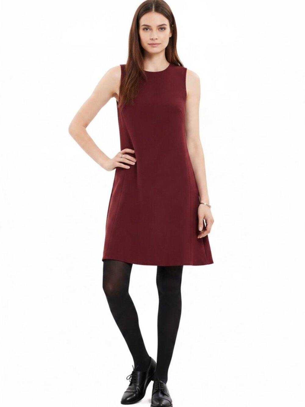 NWT Madewell Foyer Drop Waist Wool Blend Dress Cabernet 4